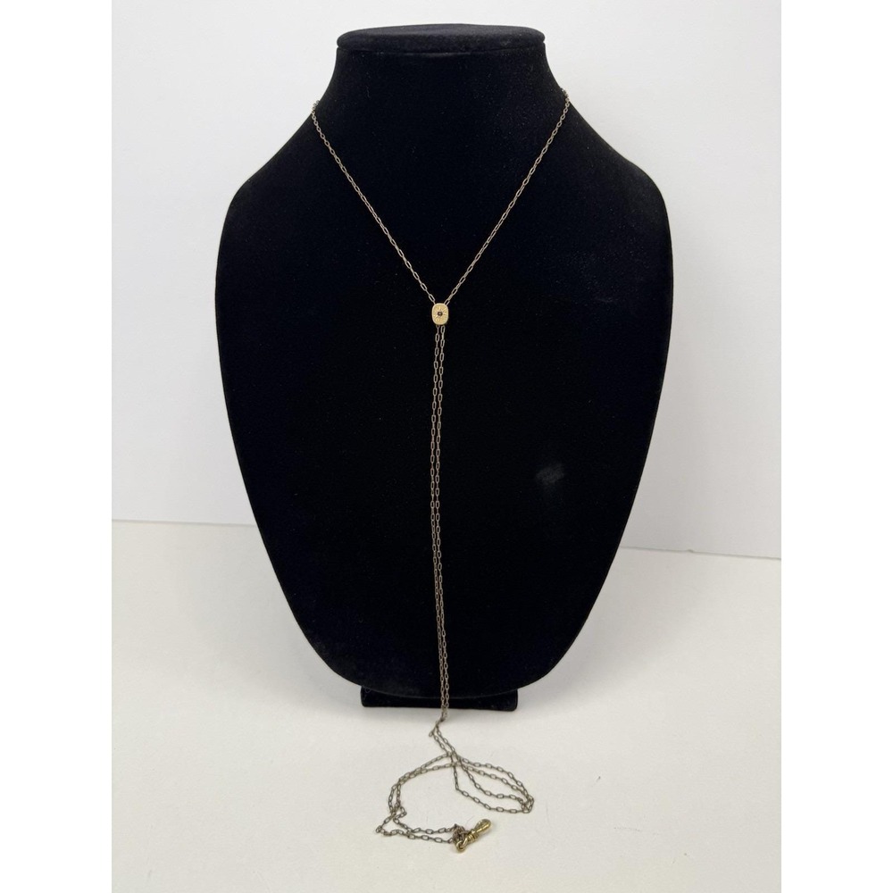 Antique Victorian Gold Filled Slide Watch Chain Necklace Chatelaine , Garnet - Picture 10 of 13